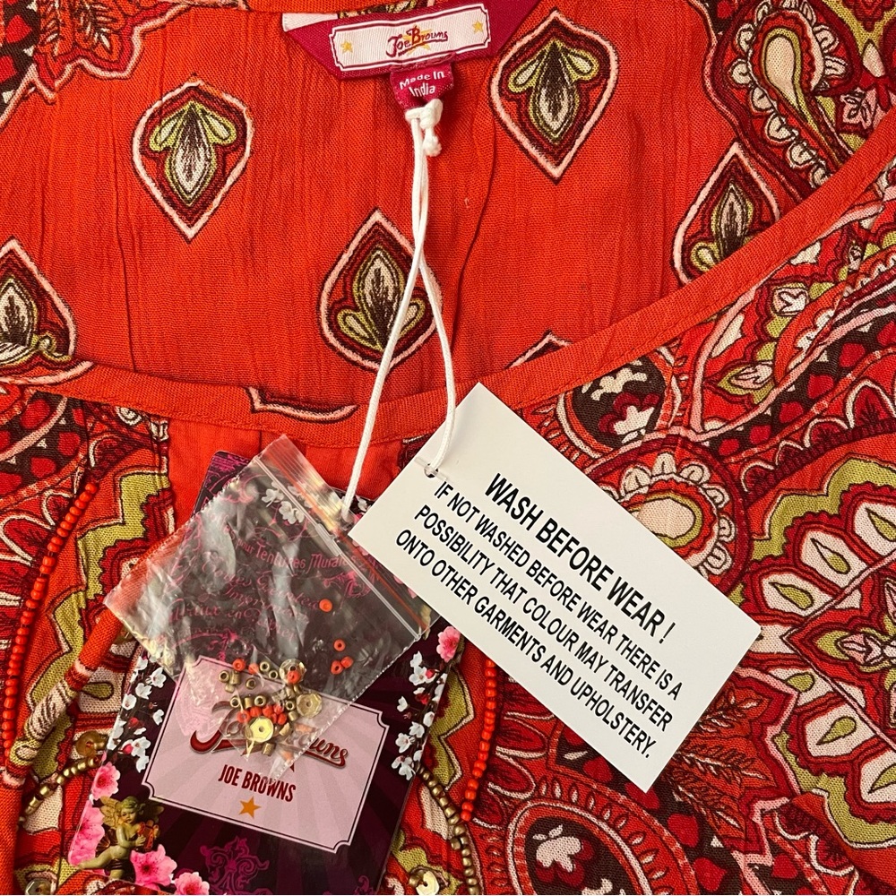 Joe Browns Orange Print Long Midi Dress - Embellished - Boho - Size 20 - NWT - Picture 6 of 6